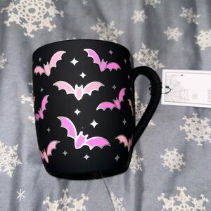 NEW Cobwebs & Cauldron pink bats Halloween Mug